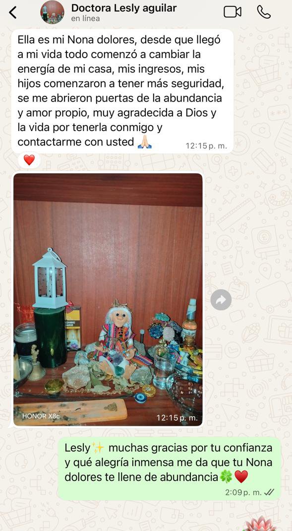 Testimonio de Lesly: Doctora Lesly Aguilar agradeciendo por su elemental Nona dolores y compartiendo foto del altar.